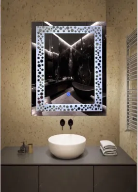 MERKEZI ART Rectangle Shape Inbuild Led Lights Decorative Wall Mirror for Bathroom, Living Room, Bedroom, Vanity Mirrors, Makeup 24 x 18 Inch (MA05)