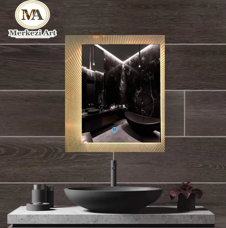 MERKEZI ART Rectangle Shape Inbuild Led Lights Decorative Wall Mirror for Bathroom, Living Room, Bedroom, Vanity Mirrors, Makeup 24 x 18 Inch (MA07)