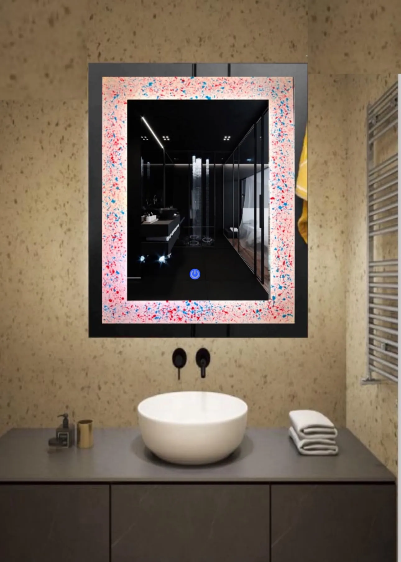 MERKEZI ART Rectangular Shape Inbuild Led Lights Decorative Glass Wall Mirror For Bathroom, Living Room, Bedroom, Vanity Mirrors, Makeup 24 X 18 Inch (Ma01)