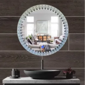 MERKEZI ART Round Shape Inbuild Led Lights Decorative Wall Mirror for Bathroom, Living Room, Bedroom, Vanity Mirrors, Makeup 24 x 24 Inch (MC01)
