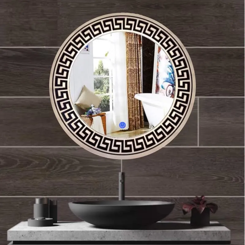 MERKEZI ART Round Shape Inbuild Led Lights Decorative Wall Mirror for Bathroom, Living Room, Bedroom, Vanity Mirrors, Makeup 24 x 24 Inch (MC06)