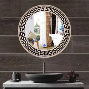 MERKEZI ART Round Shape Inbuild Led Lights Decorative Wall Mirror for Bathroom, Living Room, Bedroom, Vanity Mirrors, Makeup 24 x 24 Inch (MC06)