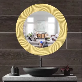 MERKEZI ART Round Shape Inbuild Led Lights Decorative Wall Mirror for Bathroom, Living Room, Bedroom, Vanity Mirrors, Makeup 24 x 24 Inch (MC11)