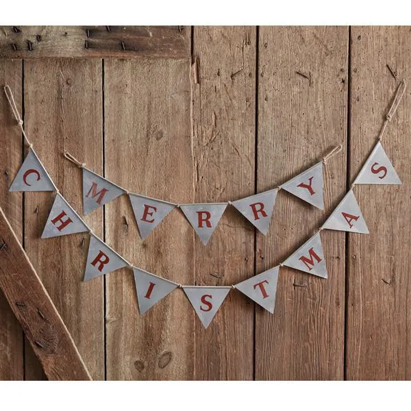 MERRY CHRISTMAS ZINC BUNTING BANNER