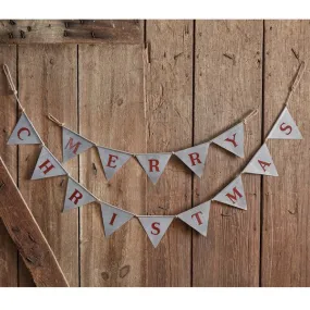 MERRY CHRISTMAS ZINC BUNTING BANNER