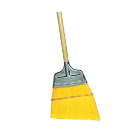 Milwaukee Dustless 9" Yellow Flagged Poly Corn Broom w/ a Wood Handle (Angled Trim) - Case of 12