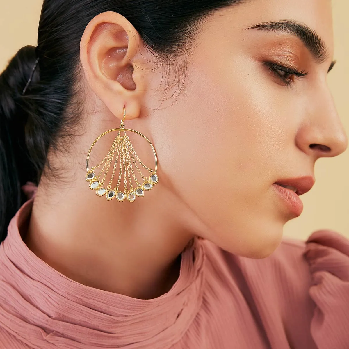 Mirror Chain  Waterfall Earrings