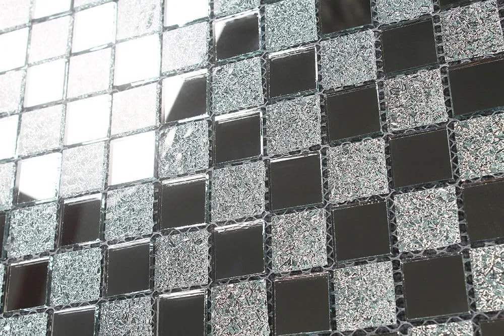 Mirror Glass Mosaic Tiles Sticker 3D Stickers for Bathroom & Kitchen, 132 Pieces Tile Stickers Waterproof Wall Sticker, Self Adhesive Tile Stickers for Living Decor 28 x 28 cm (Chex Mirror_ 2 PC)