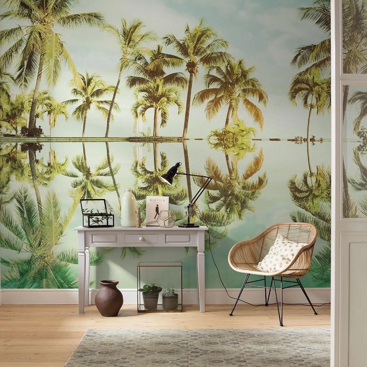 Mirror in the Palms Mural Wallpaper