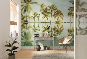 Mirror in the Palms Mural Wallpaper