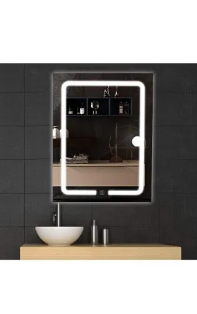 Ms Best Glass Beautiful Modern Designed Lighted Makeup Mirror, Led Wall Mounted Bedroom Vanity Mirror with Touch Sensor,White,Blue and Warm White