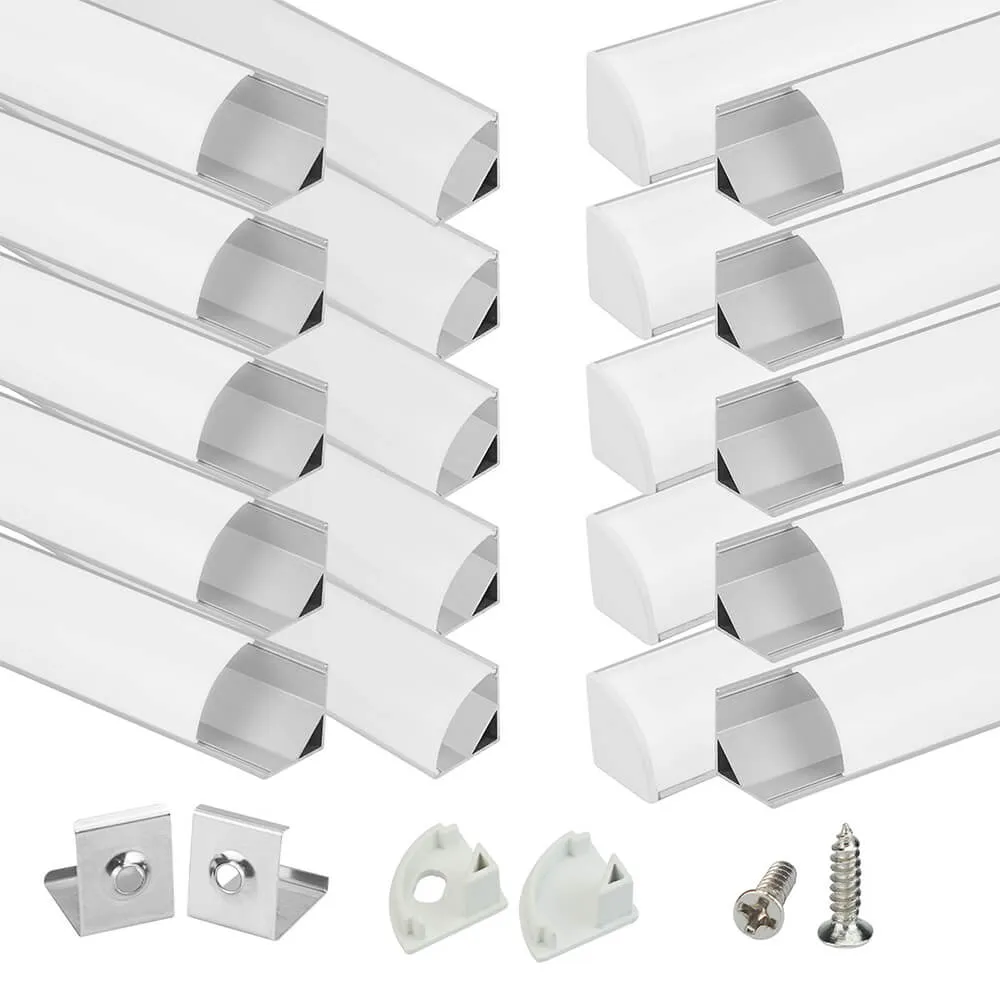 Muzata 3.3FT/1Meter V-shaped LED Silver Aluminum Channel System with Milky White Cover Lens V1SW WW