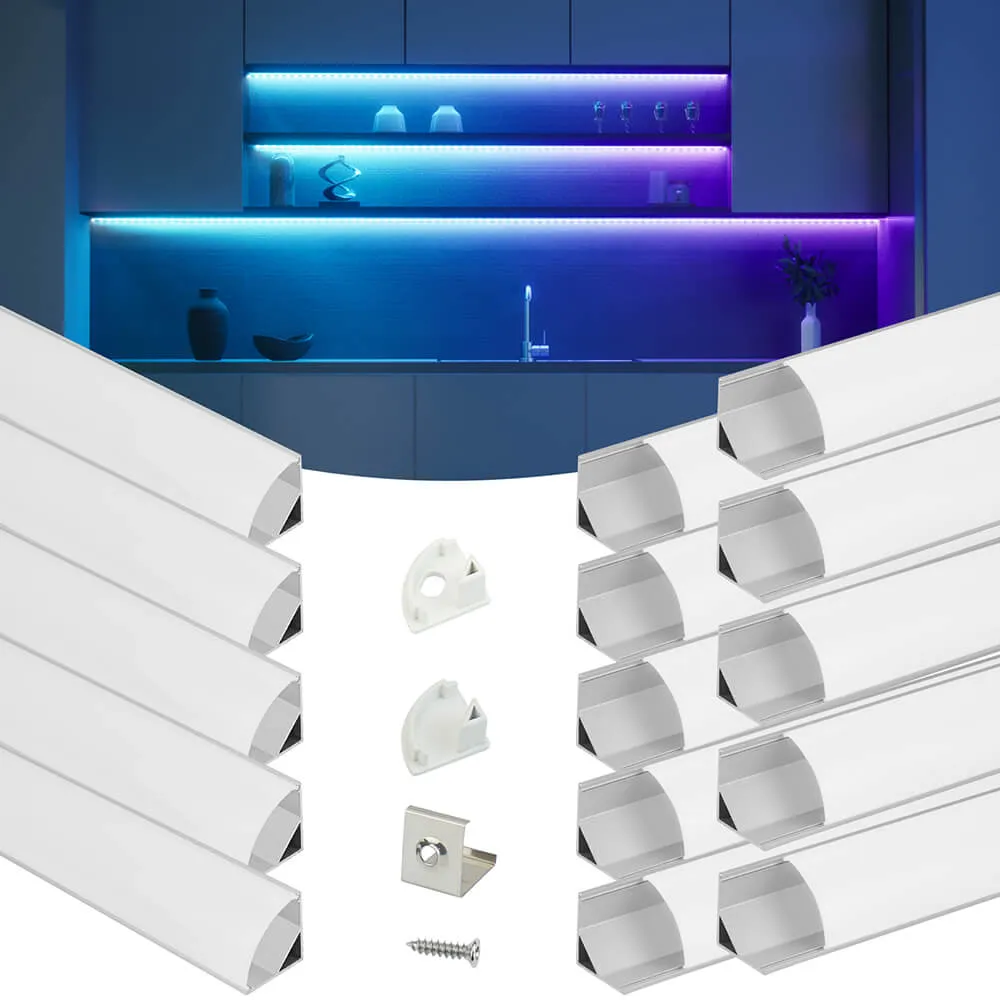 Muzata 3.3FT/1Meter V-shaped LED Silver Aluminum Channel System with Milky White Cover Lens V1SW WW