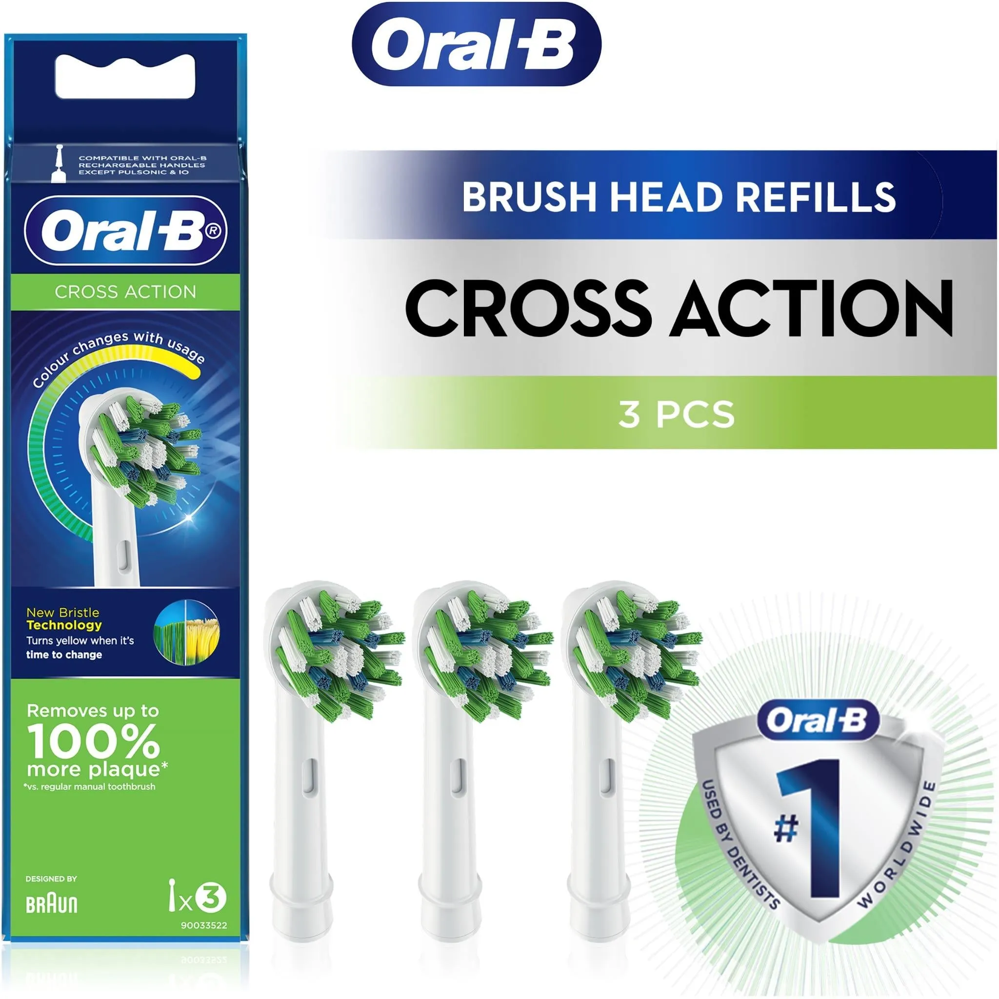 Oral-B Cross Action Replacement Brush Heads (3 Pack)