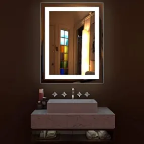ORIGIN MIRRORS Wall Mounted Touch Sensor LED Mirror for Bathroom, Washbasin | Bedroom & Makeup Room Basin Vanity |Lighted Mirror (Shape Rectangle) Size 18 X 24, Rectangular, Framed