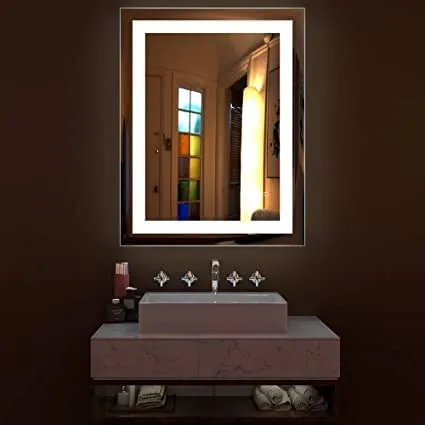 ORIGIN MIRRORS Wall Mounted Touch Sensor LED Mirror for Bathroom, Washbasin | Bedroom & Makeup Room Basin Vanity |Lighted Mirror (Shape Rectangle) Size 18 X 24, Rectangular, Framed