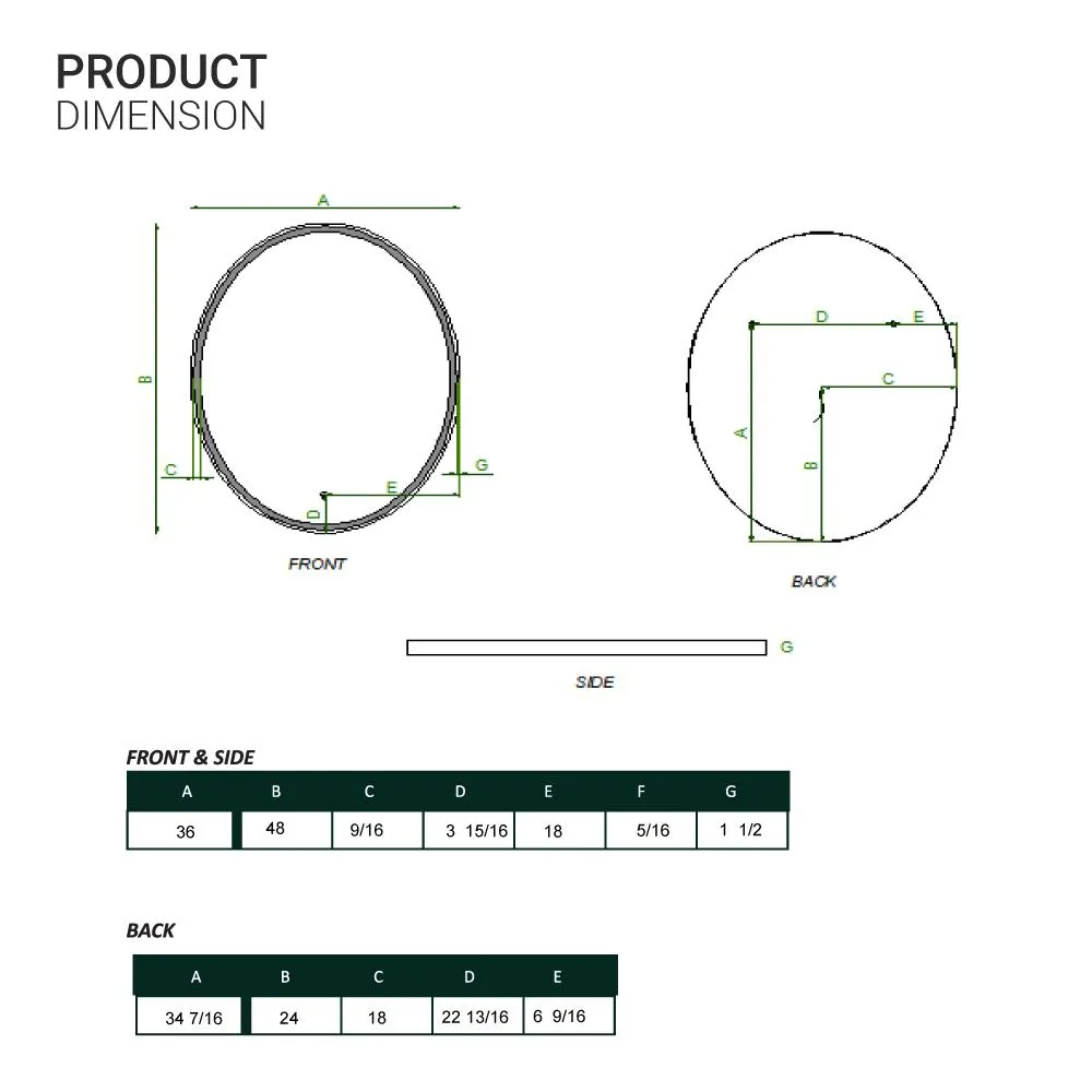 Oval LED Lighted Bathroom Mirror, Modern Touch Switch Dimmable Wall Mounted Mirror ,CCT Remembrance, Lunar Style