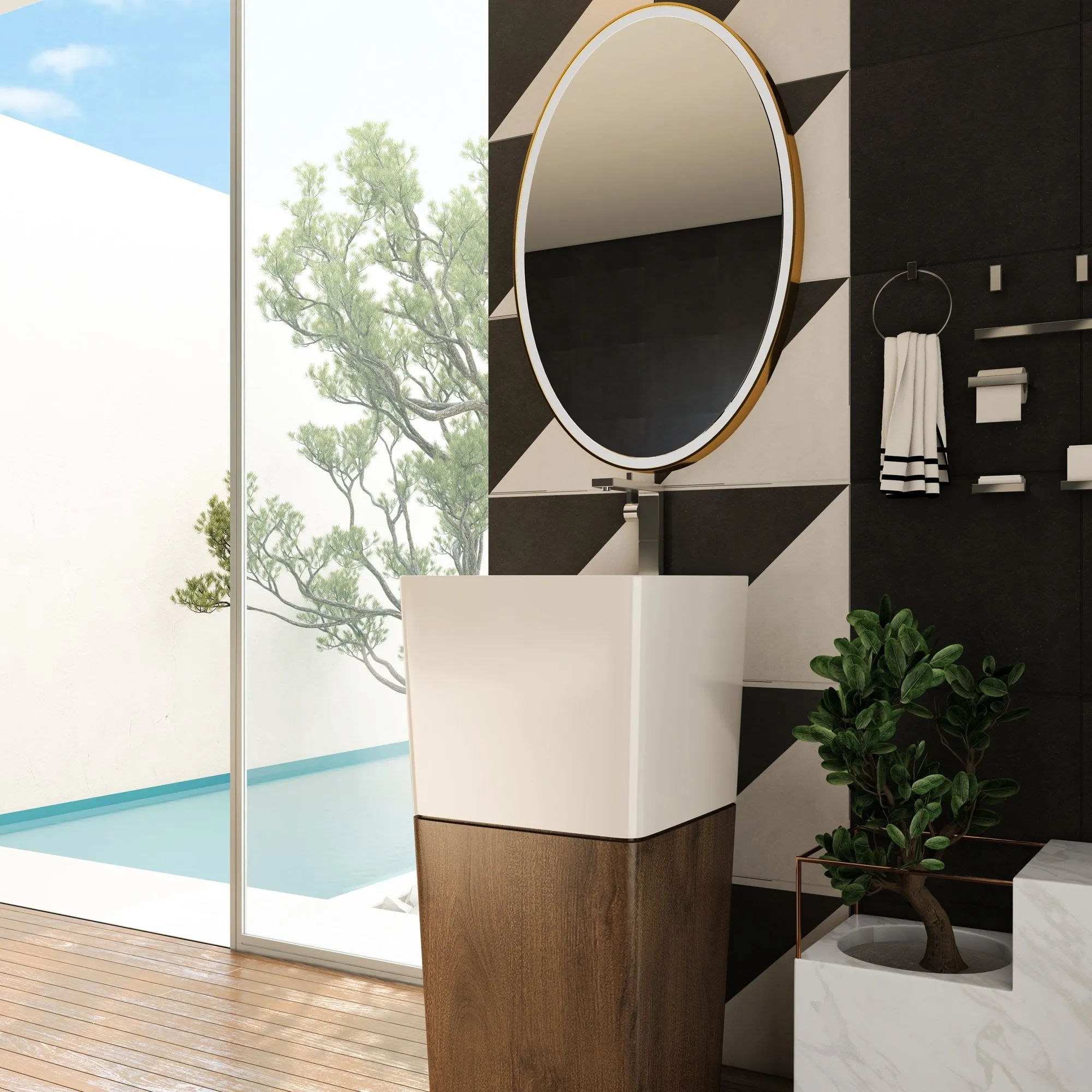 Oval LED Lighted Bathroom Mirror, Modern Touch Switch Dimmable Wall Mounted Mirror ,CCT Remembrance, Lunar Style