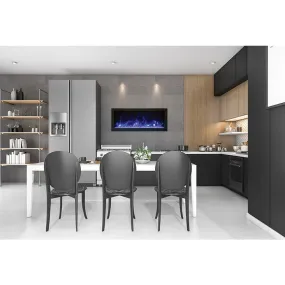 Panorama Built-In-XS 40" Extra-Slim Indoor/Outdoor Electric Fireplace with Black Steel Surround