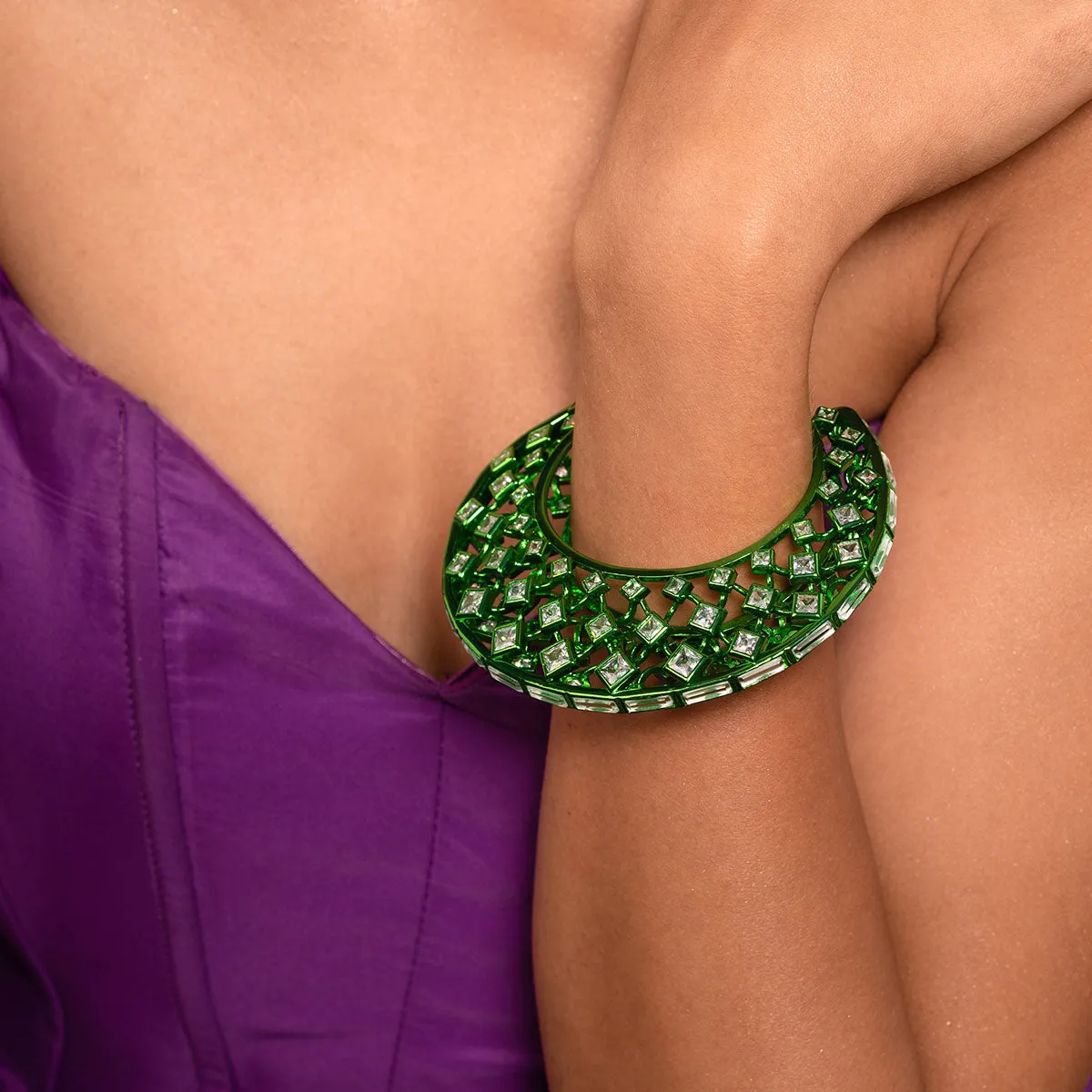Parakeet Green Moon Statement Cuff