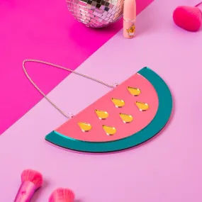 Pink Watermelon Slice Fruit Wall Mirror