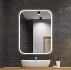 Quality Glass Rectangular LED Mirror for Bathroom - 18 x 24 Inch with Back Light, Touch Sensor, and 3 Light Effects 105
