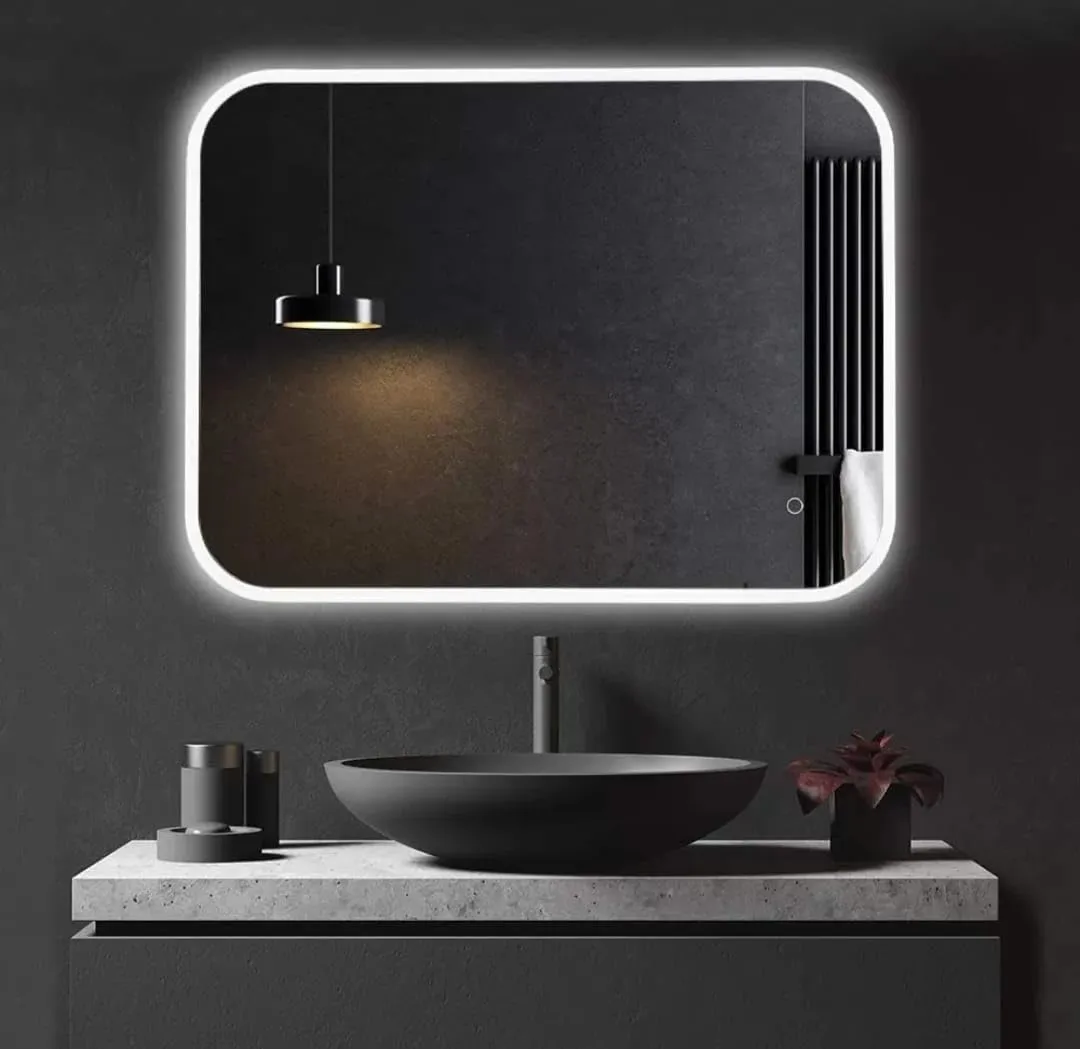 Quality Glass Rectangular LED Mirror for Bathroom - 18 x 24 Inch with Back Light, Touch Sensor, and 3 Light Effects 105