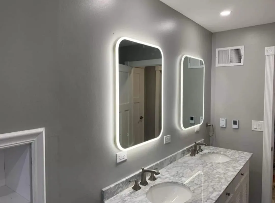 Quality Glass Rectangular LED Mirror for Bathroom - 18 x 24 Inch with Back Light, Touch Sensor, and 3 Light Effects 105