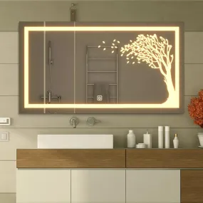 Quality Glass Rectangular LED Mirror for Bathroom - 18 x 30 Inch with Back Light, Touch Sensor, and 3 Light Effects LED 55