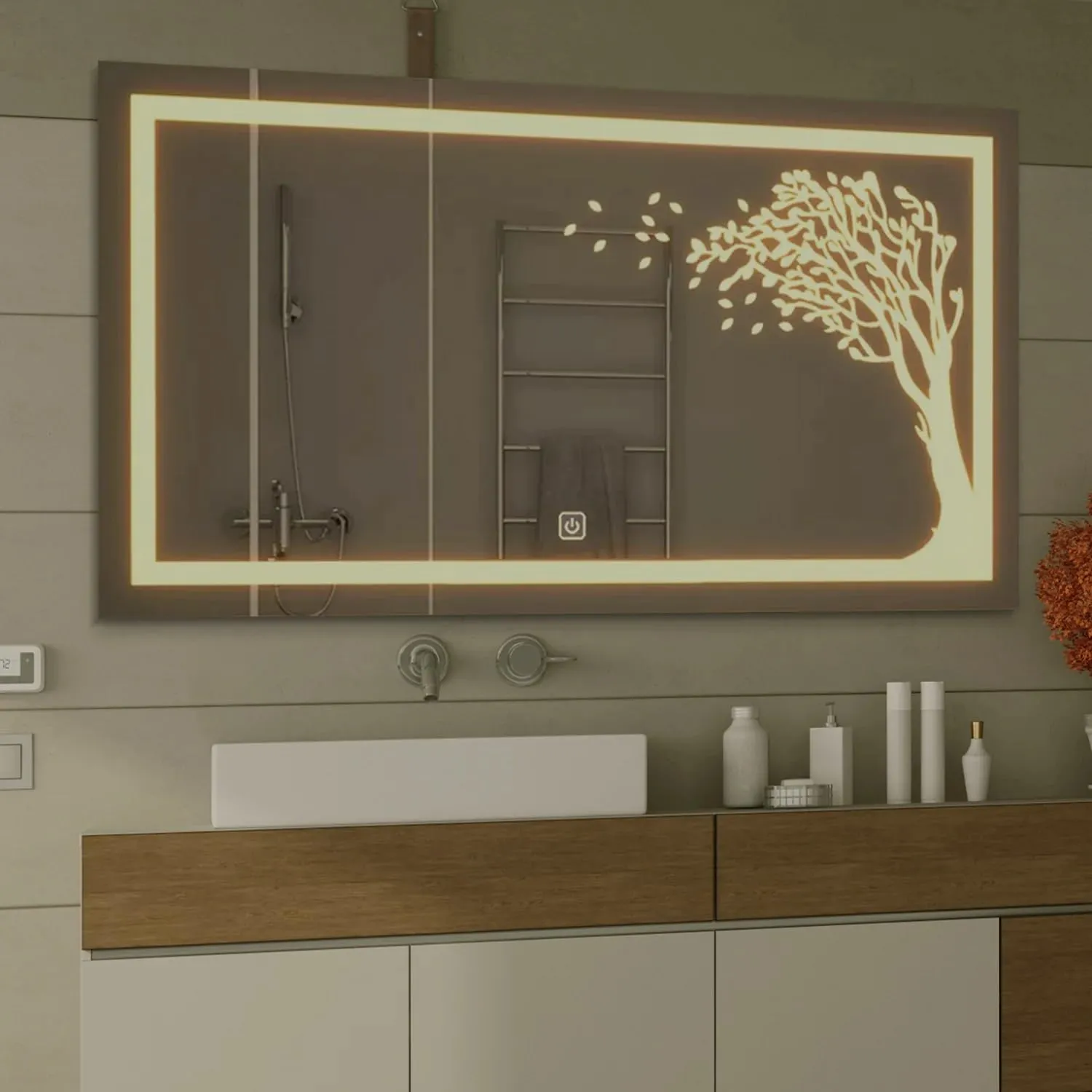 Quality Glass Rectangular LED Mirror for Bathroom - 18 x 30 Inch with Back Light, Touch Sensor, and 3 Light Effects LED 55