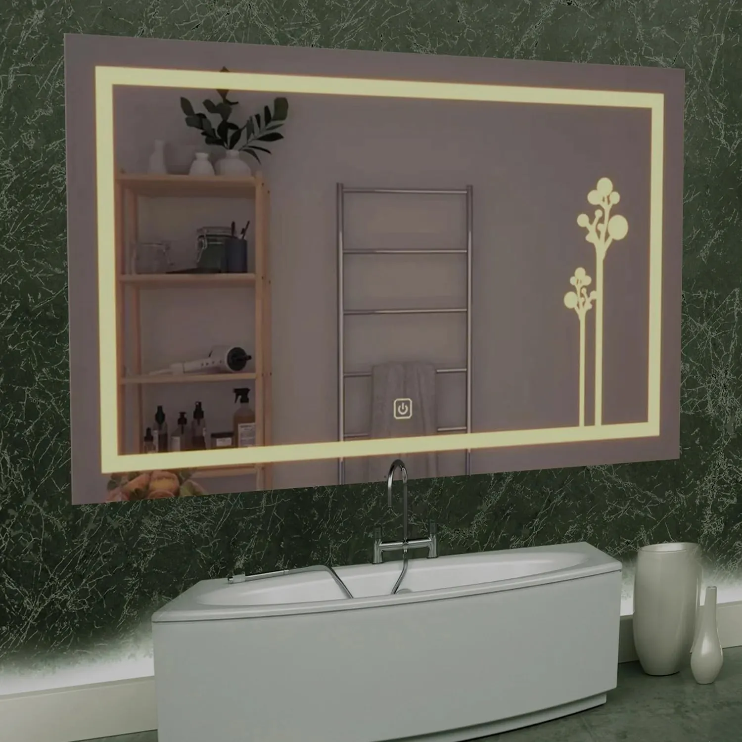Quality Glass Rectangular LED Mirror for Bathroom - 18 x 30 Inch with Back Light, Touch Sensor, and 3 Light Effects LED 57