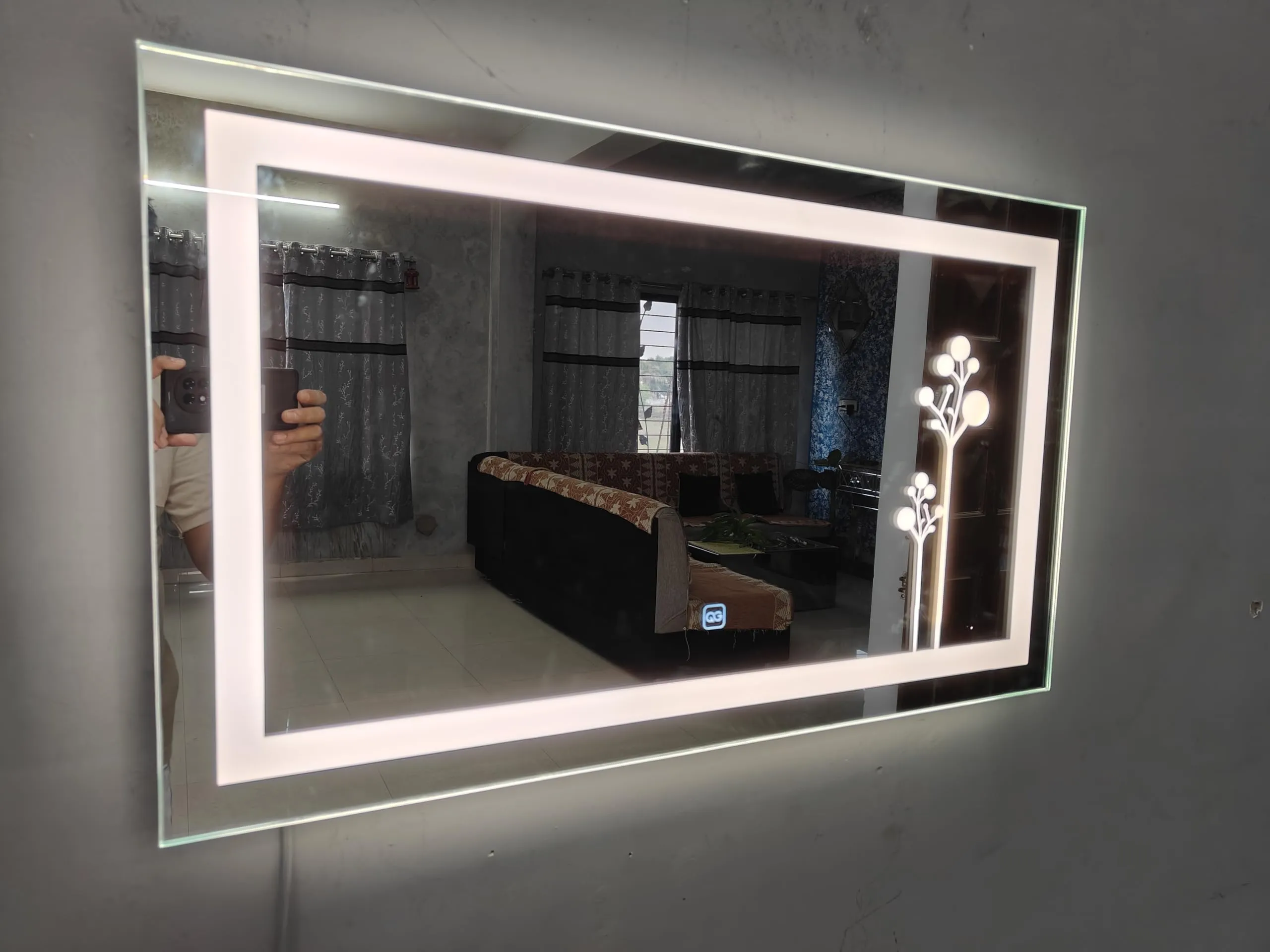 Quality Glass Rectangular LED Mirror for Bathroom - 18 x 30 Inch with Back Light, Touch Sensor, and 3 Light Effects LED 57