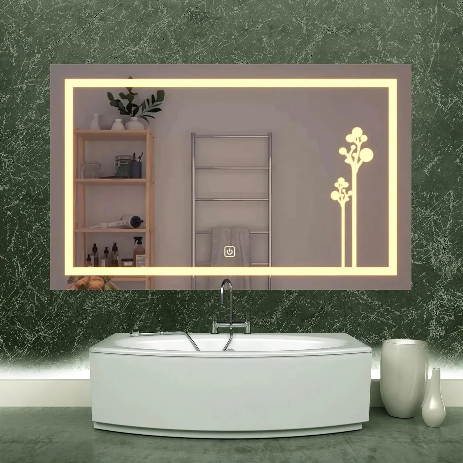 Quality Glass Rectangular LED Mirror for Bathroom - 18 x 30 Inch with Back Light, Touch Sensor, and 3 Light Effects LED 57