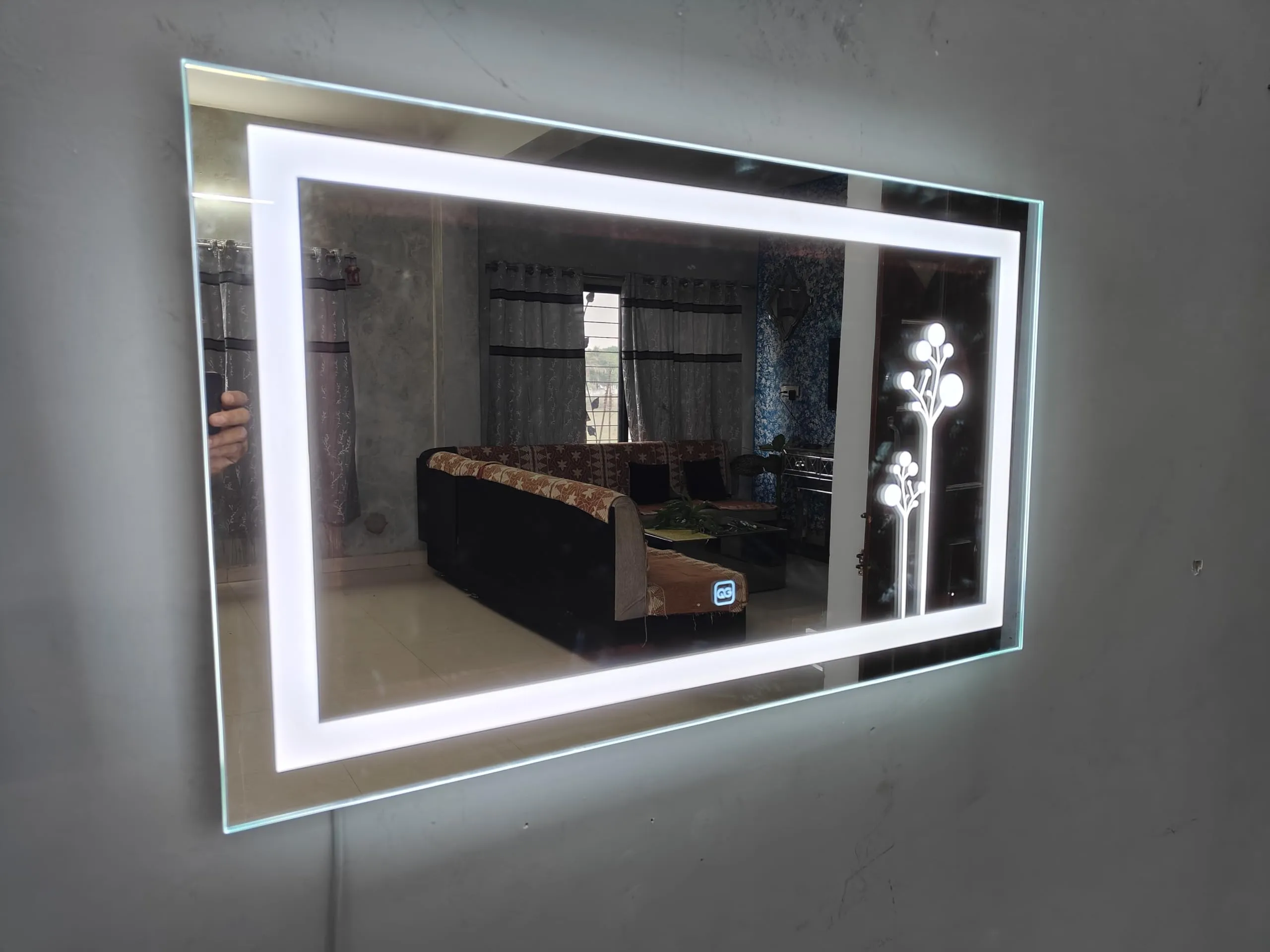 Quality Glass Rectangular LED Mirror for Bathroom - 18 x 30 Inch with Back Light, Touch Sensor, and 3 Light Effects LED 57