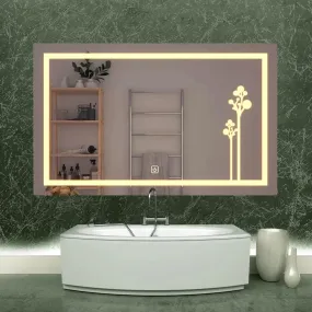 Quality Glass Rectangular LED Mirror for Bathroom - 18 x 30 Inch with Back Light, Touch Sensor, and 3 Light Effects LED 57