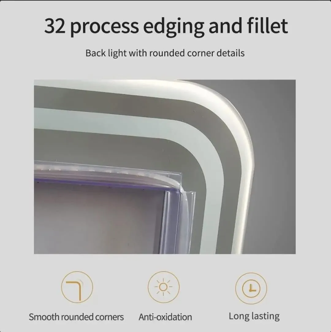 Quality Glass Rectangular LED Mirror for Bathroom - 18 x 48 Inch with Back Light, Touch Sensor, and 3 Light Effects LED 102