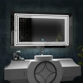 Quality Glass Rectangular LED Mirror for Bathroom - 24 x 42 Inch with Back Light, Touch Sensor, and 3 Light Effects LED 88