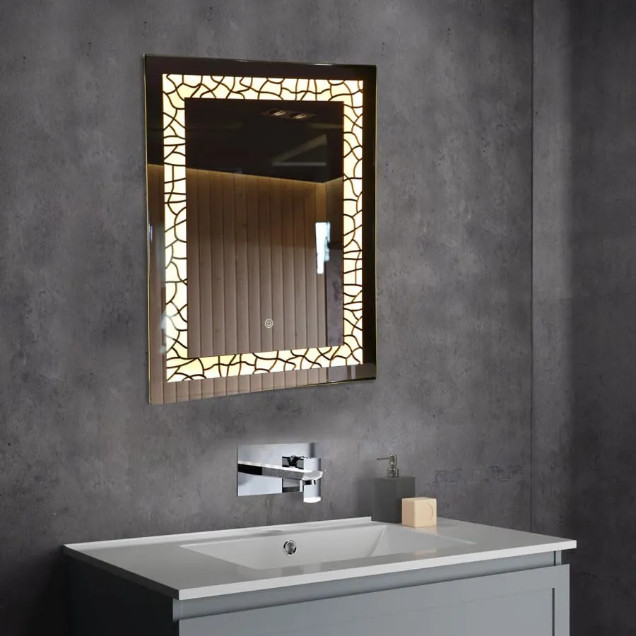 Quality Glass Rectangular LED Mirror for Bathroom with Back Light, Touch Sensor, and 3 Light Effects LED-2 (18 x 36 Inch)