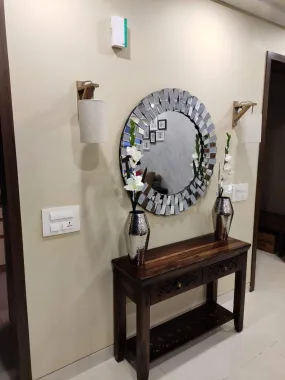 Quality Glass Silver 3D Round Decorative Wall Mirror for | Living Room Wall Mirror | Mirror for Bathrooms | Mirror in Home | Decorative Mirror | Modern Mirror | Mirror Size : 36"X36" Inches Nmm 164