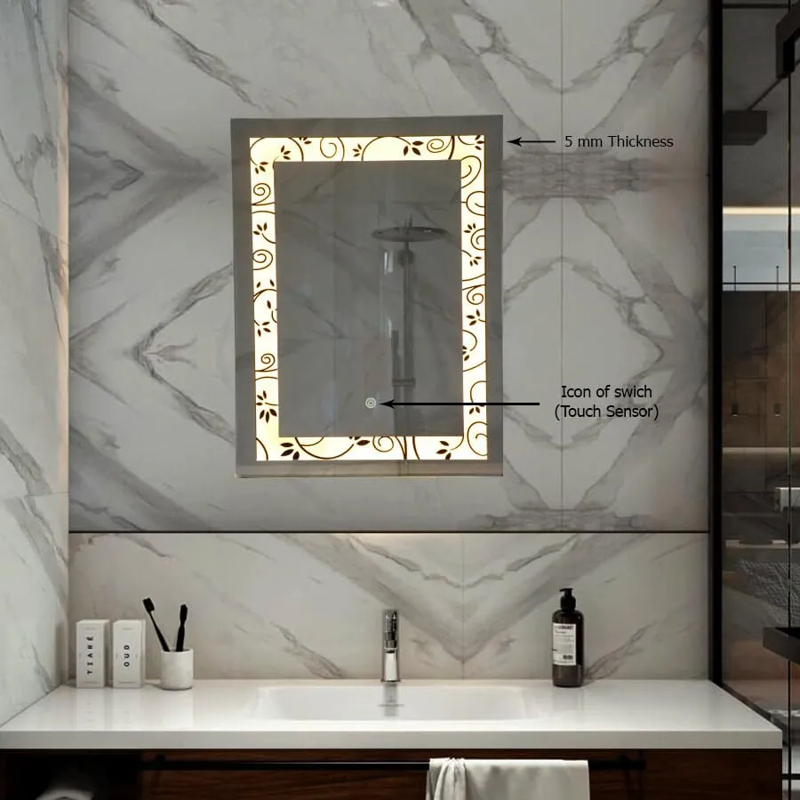 Quality Glass Tinitalo Rectangular LED Mirror for Bathroom - 18 x 24 Inch with Back Light and Touch Sensor