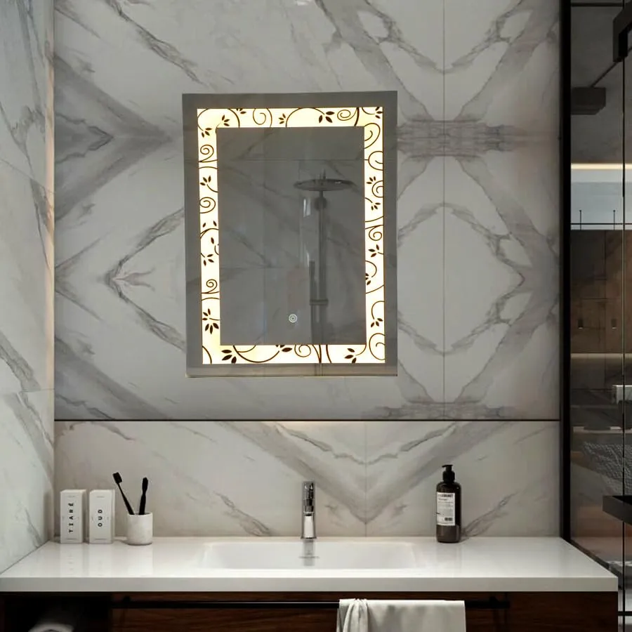 Quality Glass Tinitalo Rectangular LED Mirror for Bathroom - 18 x 24 Inch with Back Light and Touch Sensor
