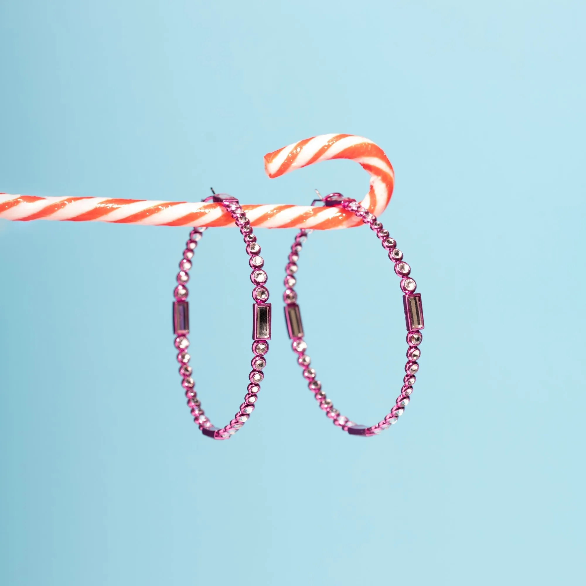 Rani Pink Oversized Hoop Earrings