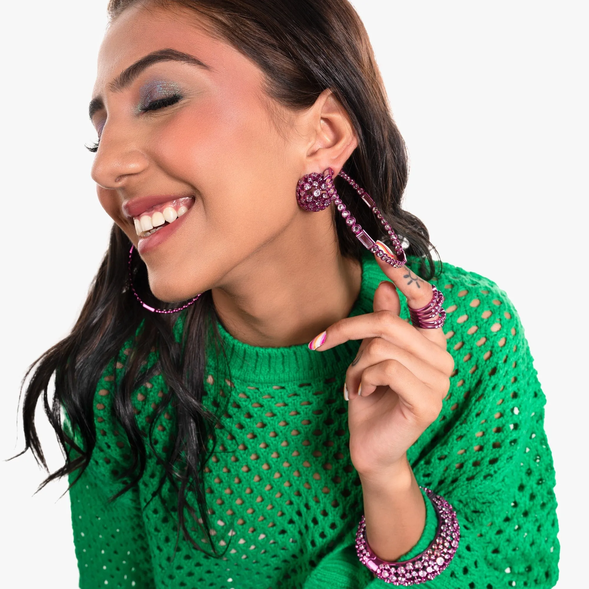 Rani Pink Oversized Hoop Earrings