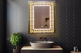 Rectangular Shape Mirror, LED Illuminated Vanity Mirror with Touch Sensor,Glass Bathroom Wall- Full Lenght Light Mirror,Wall Mounted Mirror for Bathroom, Bedroom & Makeup Room  (Moon White-18 * 24)