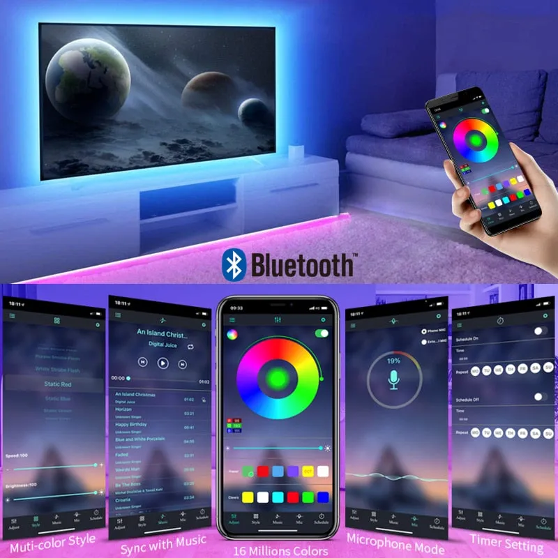 RGB 5050 Led Strip Light Bluetooth App Control 5V USB Led Tape