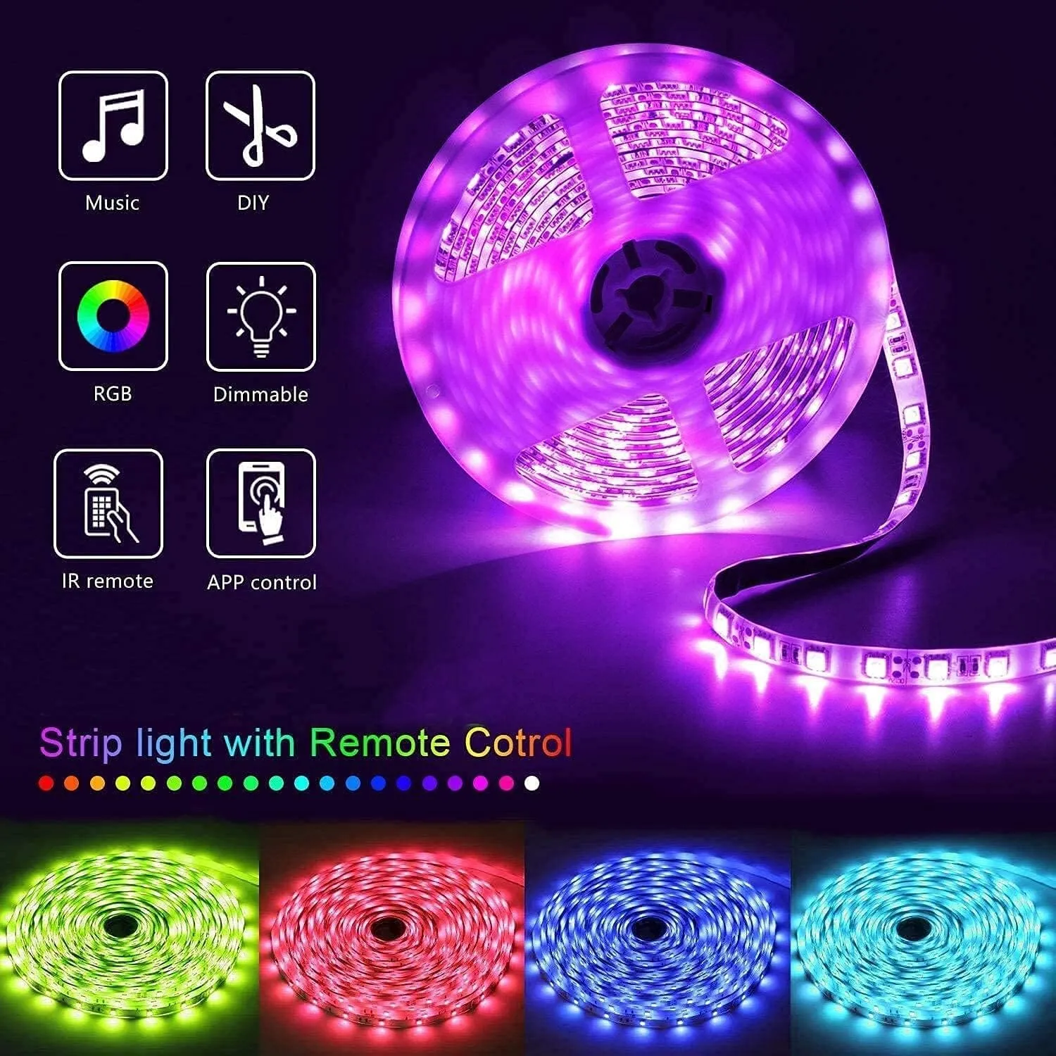 RGB Color Changing LED Strip RGB Lights with Remote Control