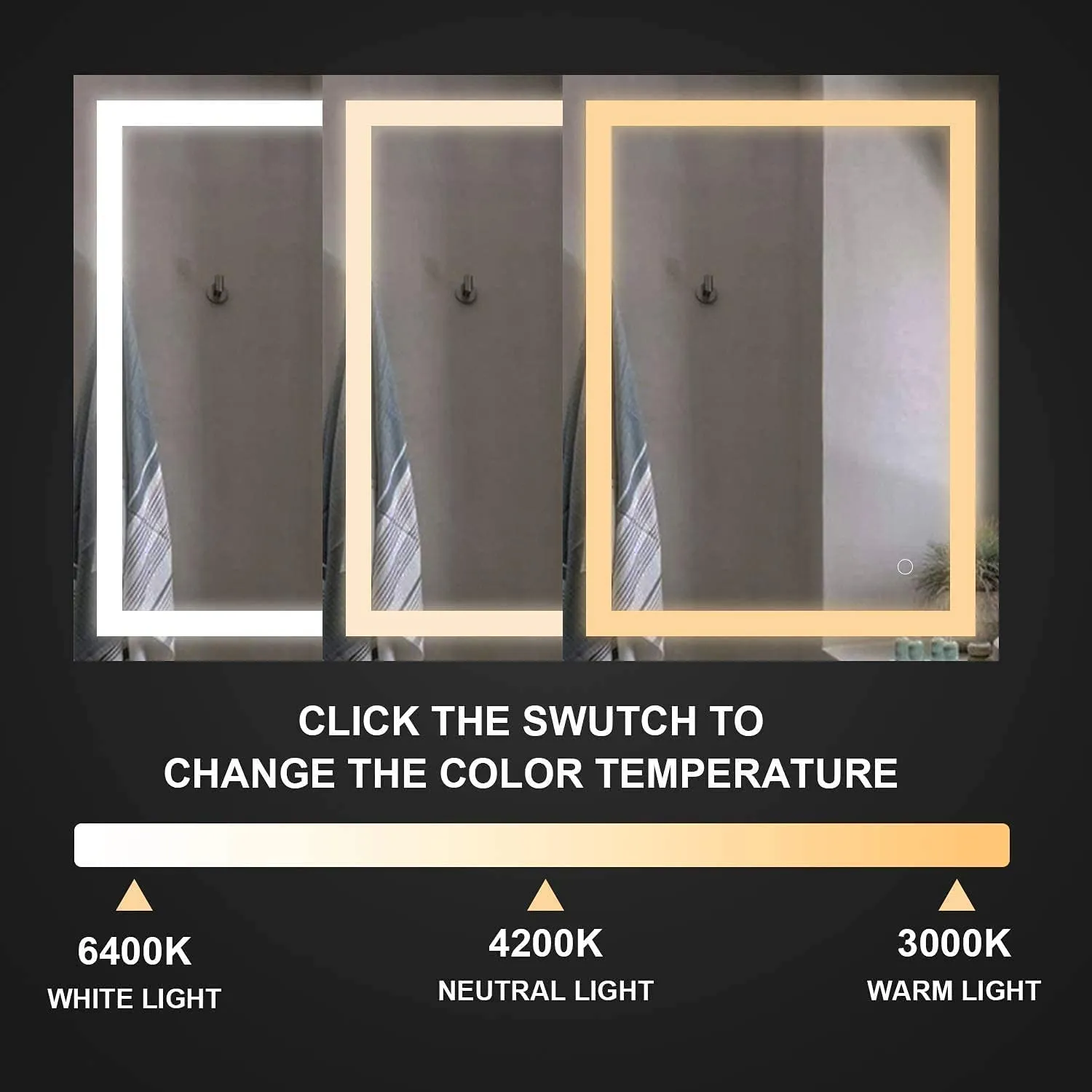 Rida Decors Bright LED Bathroom Mirror, Modern Sleek Wall Mounted LED Mirror, Illuminated Dimmable Vanity Mirror with Lights, 24 x 18 inch Led Bathroom Mirror, Grey (LED21, Unframed, Rectangular)
