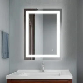 Rida Decors Bright LED Bathroom Mirror, Modern Sleek Wall Mounted LED Mirror, Illuminated Dimmable Vanity Mirror with Lights, 24 x 18 inch Led Bathroom Mirror, Grey (LED21, Unframed, Rectangular)