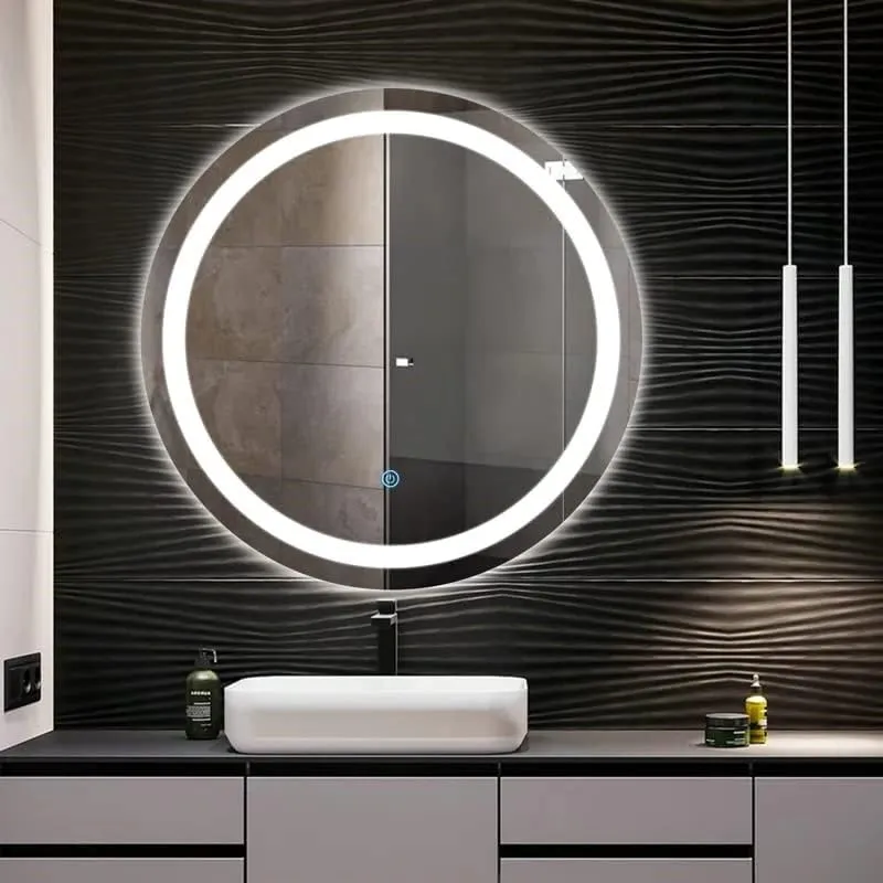 Round LED Illuminate Wall-Mounted for Bathroom, Bedroom & Makeup Room - Modern Vanity Mirror with Energy-Efficient Dimmable Lighting & Crystal Clear Reflection 24x24 INCH