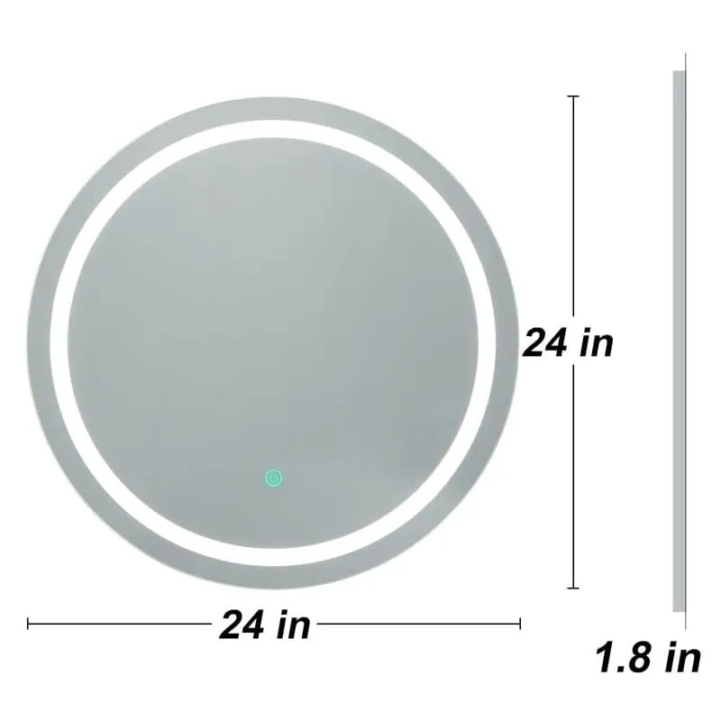 Round LED Illuminate Wall-Mounted for Bathroom, Bedroom & Makeup Room - Modern Vanity Mirror with Energy-Efficient Dimmable Lighting & Crystal Clear Reflection 24x24 INCH